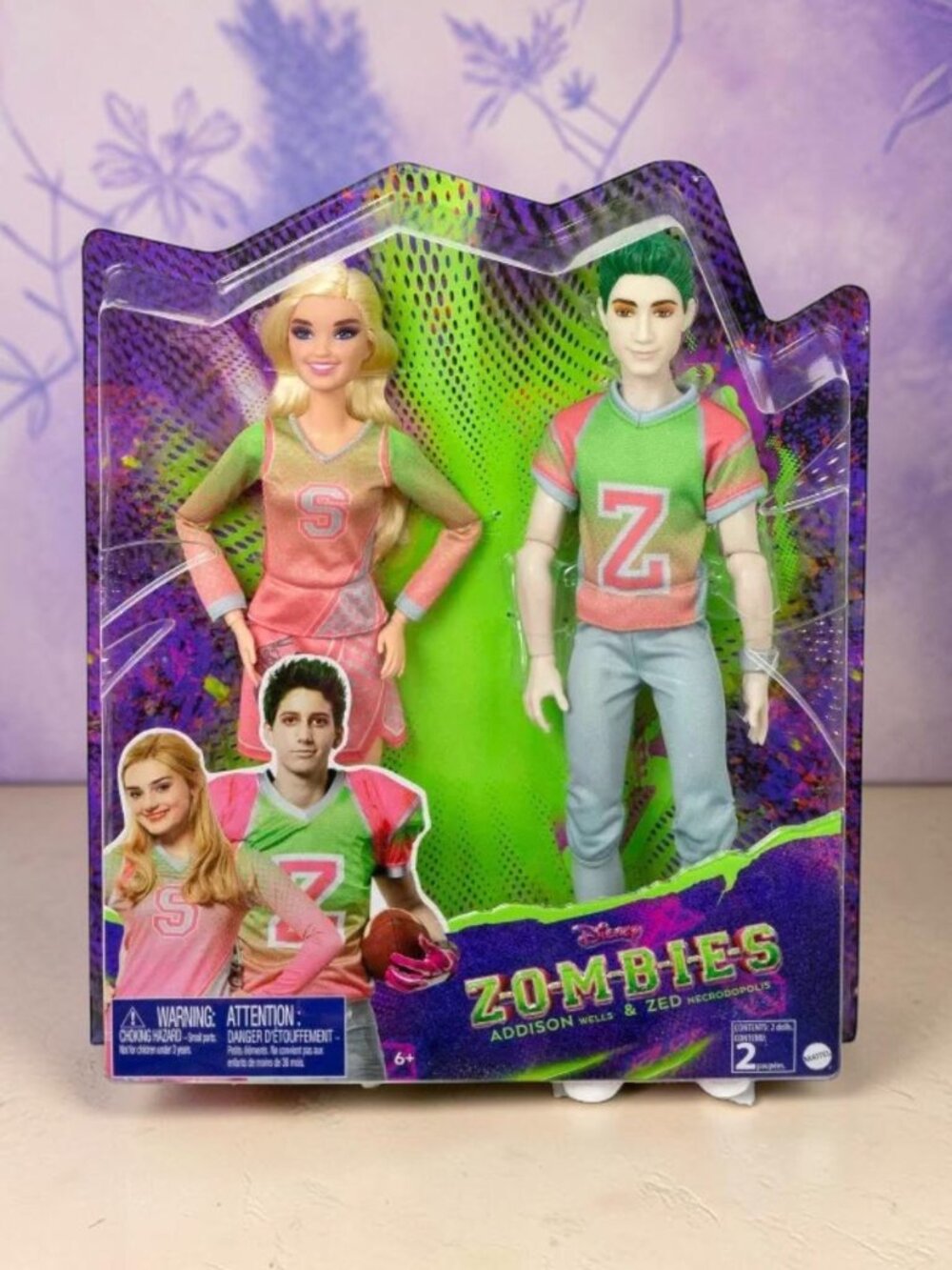Disney Zombies 2pk, Addison Cheerleader and Zed Football Player Dolls